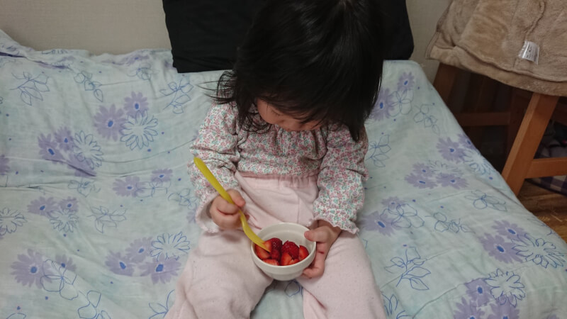 子供の好きな果物は？我が家の娘はイチゴが大好物♪苺を見るだけで大喜び♪【我が家の娘】
